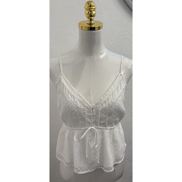 Abercrombie & Fitch Women’s White Cropped Babydoll Tank Size Medium NWT - Picture 1 of 7